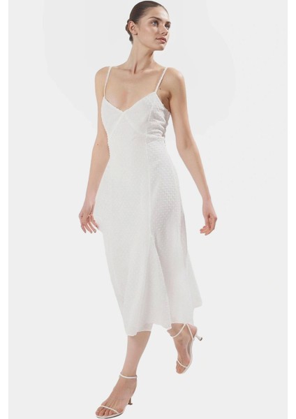 A Line Midi Şifon Elbise Polyester Dokuma Yazlık Zarifane Tasarım Trend fiyatları