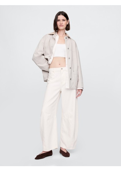 Kadın Kırık Beyaz High Rise Ultrasoft Horseshoe Jean Pantolon