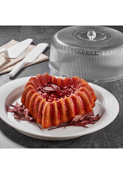 Akrilik Barok Beyaz 4 Parça Kek Fanus & Kek Saklama Kabı & Şık Sunum Organizeri modelleri