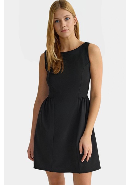 Kadın A Line Mini Elbise 87% Polyester 13% Elastan Yazlık Modern Stil Özel Tasarım Şık Görünüm