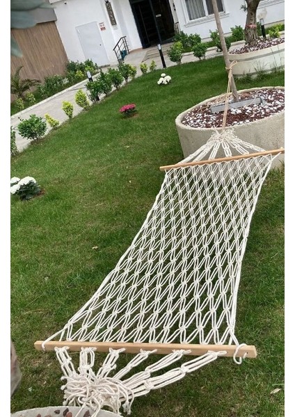 Makrome Salıncak Hamak El Örmesi Çift Katlı Tek Kişilik En 95CM Boy 2mt Taşıma Ipli 200 kg fırsatları