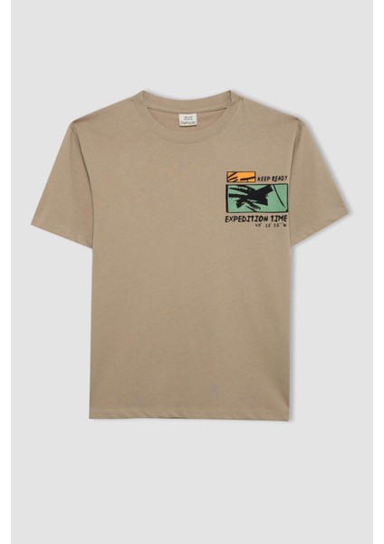 Erkek Çocuk Bisiklet Yaka Baskılı Kısa Kollu Tişört D2186A824HS