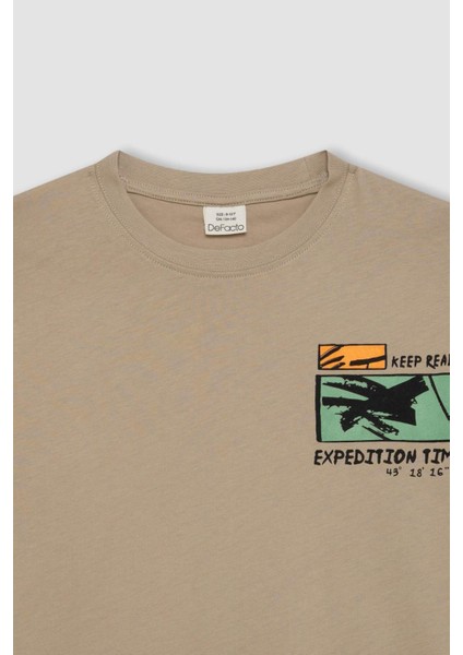 Erkek Çocuk Bisiklet Yaka Baskılı Kısa Kollu Tişört D2186A824HS