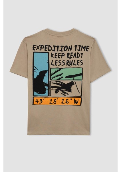 Erkek Çocuk Bisiklet Yaka Baskılı Kısa Kollu Tişört D2186A824HS