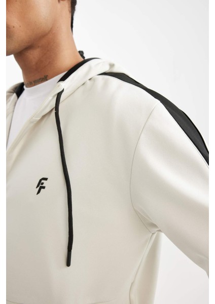 Fit Standart Fit Normal Kesim Skuba Dalgıç Kumaş Kapüşonlu Sporcu Fermuarlı Sweatshirt B4535AX24AU