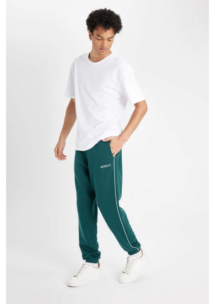 Regular Fit Jogger Eşofman Altı Fleto Cepli Baskılı Beli Bağcıklı Lastikli Paça D2025AX24WN