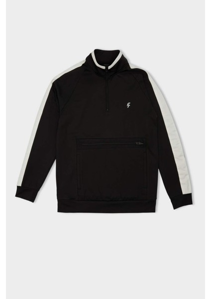 Fit Standart Fit Fermuarlı Dik Yaka Skuba Dalgıç Kumaş Cepli Sporcu Sweatshirt X9124AZ24AU