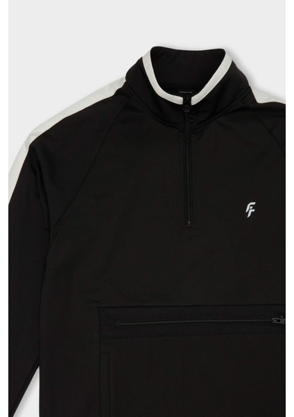 Fit Standart Fit Fermuarlı Dik Yaka Skuba Dalgıç Kumaş Cepli Sporcu Sweatshirt X9124AZ24AU