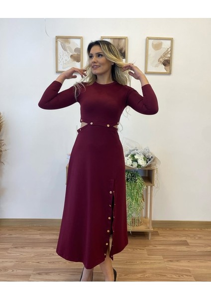 Kadın Uzun Kollu Çıtçıtlı Viskon Krop Bluz ve Yırtmaçlı Etek Istenildiğinde Elbise Olan Ikili Takım