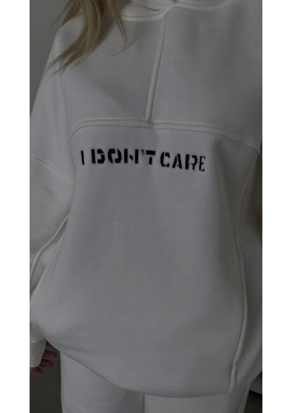 Nakış Işlemeli Üç Iplik Sweat Takım- Beyaz