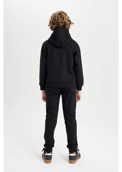 Erkek Çocuk 2'li Takım Kapüşonlu Baskılı Sweatshirt Beli Lastikli Jogger Eşofman Altı D2034A824AU