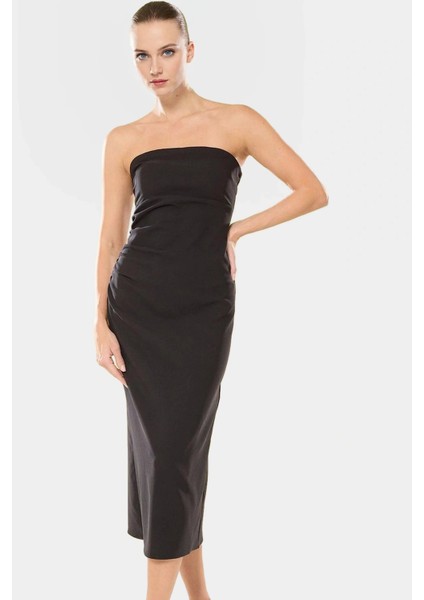 Midi Boy Dokuma Elbise Bodycon Kalıp Vücudu Saran Tasarım Rahat Kullanım Modern Stil