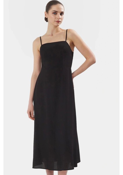 Maxi A Line Viskoz Dokuma Elbise Günlük Şıklık Için Seçkin Malzeme Şık Görünüm Modern Stil