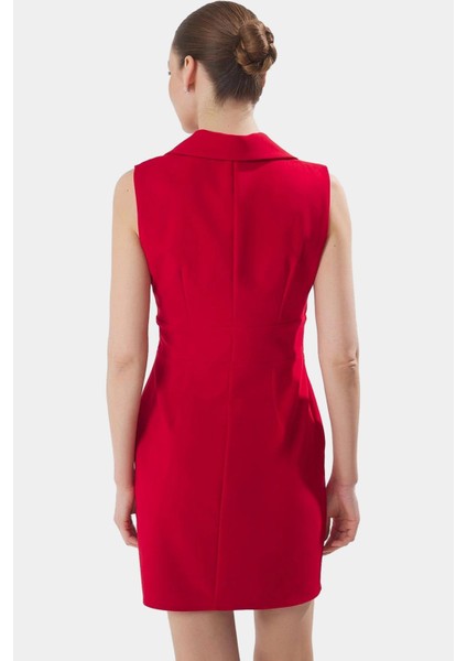 Ceket Yaka Mini Elbise Dokuma Polyester Iş Elbisesi Profesyonel Görünüm modelleri