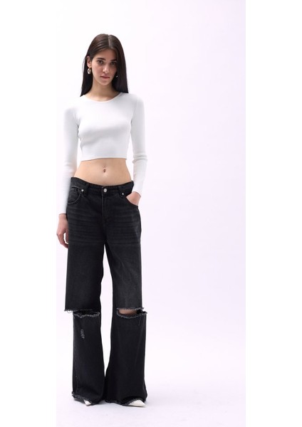 Bisiklet Yaka Dokulu Crop fiyatları