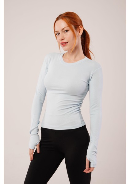 Uzun Kollu Basic Bebe Mavisi Bluz