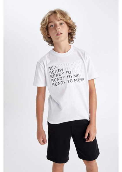 Erkek Çocuk Bisiklet Yaka Baskılı Kısa Kollu Tişört