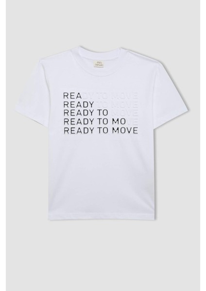 Erkek Çocuk Bisiklet Yaka Baskılı Kısa Kollu Tişört