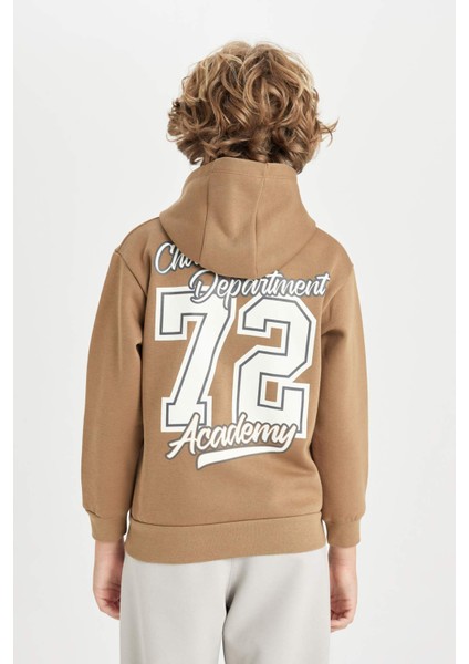 Erkek Çocuk Kapüşonlu Cepli Baskılı Sweatshirt C9806A824WN