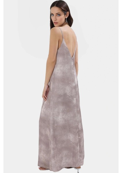 Maxi V Yaka Soyut Desenli Saten Elbise Rahat Yazlık Günlük Stil Trend Tasarım Kaliteli Işçilik modelleri