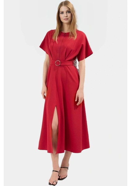 A Line Midi Elbise Yarasa Kol Polyester Kumaş Günlük Tarz Kullanım Için