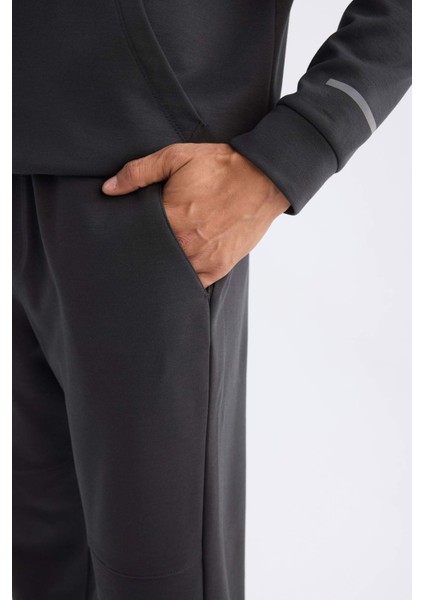 Fit Sporcu Jogger Eşofman Altı Skuba Dalgıç Kumaş Standart Fit Beli Bağcıklı Lastikli Paça D1898AX24AU