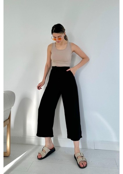 Siyah Keten Pantolon