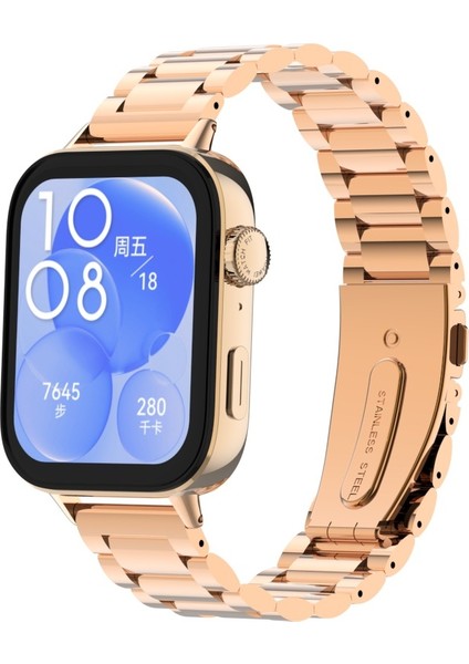Huawei Watch Fit 4 Ile Uyumlu Paslanmaz Çelik Kordon Ayarlanabilir Metal Kayış + Ayarlama Aparatı