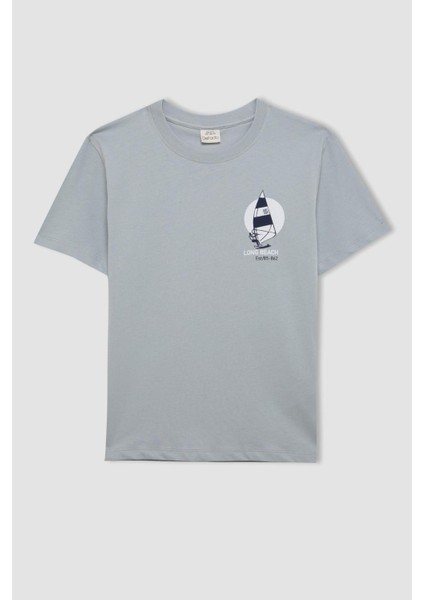 Erkek Çocuk Bisiklet Yaka Baskılı Kısa Kollu Tişört D2236A824HS