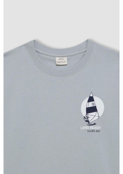 Erkek Çocuk Bisiklet Yaka Baskılı Kısa Kollu Tişört D2236A824HS