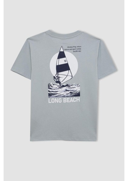 Erkek Çocuk Bisiklet Yaka Baskılı Kısa Kollu Tişört D2236A824HS