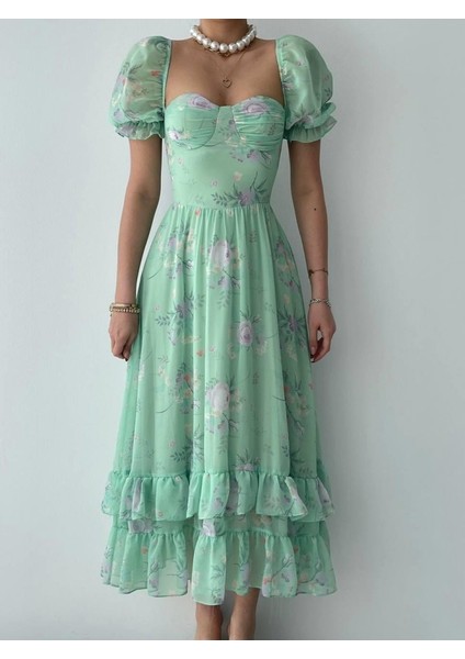 Şifon Kumaş Dijital Desen Baskılı Elbise fiyatları