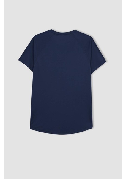Fit Slim Fit Dar Kesim Bisiklet Yaka Baskılı Sporcu Kısa Kollu Tişört V2887AZ24SP