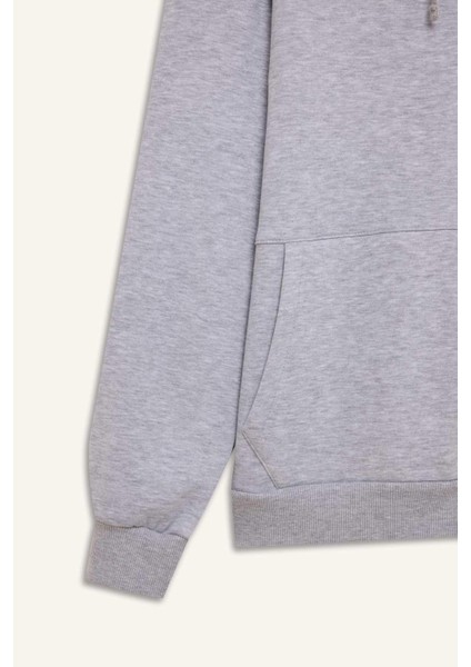 Comfort Fit Rahat Kalıp Kapüşonlu Kalın İçi Yumuşak Tüylü Fermuarlı Sweatshirt D2323AX24AU