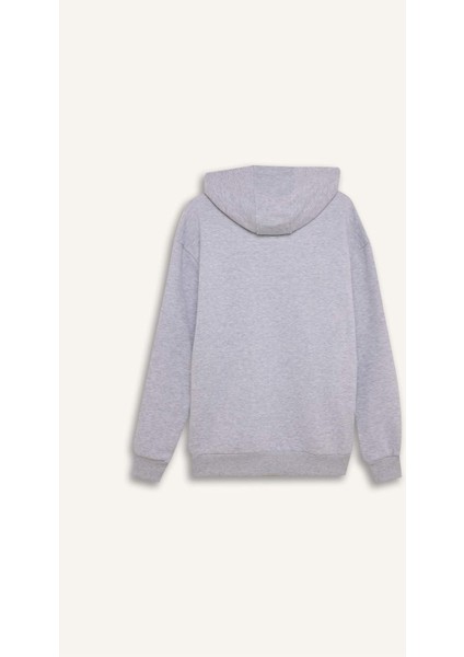 Comfort Fit Rahat Kalıp Kapüşonlu Kalın İçi Yumuşak Tüylü Fermuarlı Sweatshirt D2323AX24AU