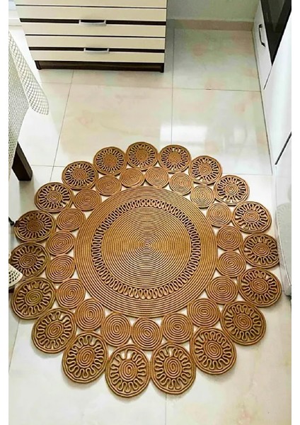 Jüt Halat Papatya Model Paspas Kilim Yolluk Halı