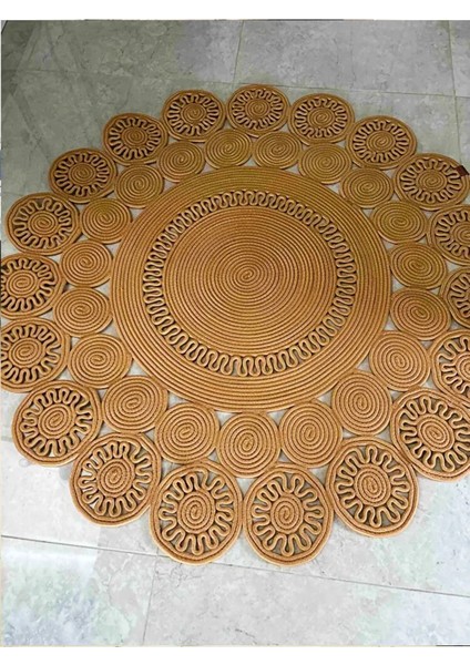Jüt Halat Papatya Model Paspas Kilim Yolluk Halı