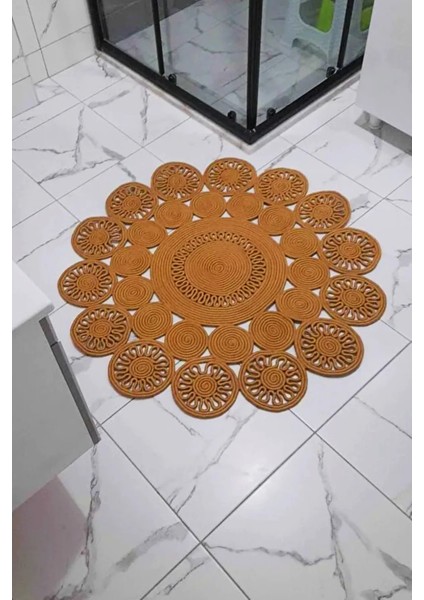Jüt Halat Papatya Model Paspas Kilim Yolluk Halı