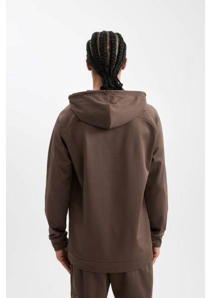 Fit Standart Fit Kapüşonlu Cepli Skuba Dalgıç Kumaş Sporcu Sweatshirt D1950AX24AU