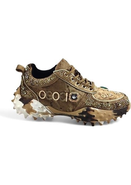 351-3 Günlük Taşlı Bayan Spor Ayakkabı-Bej fiyatları