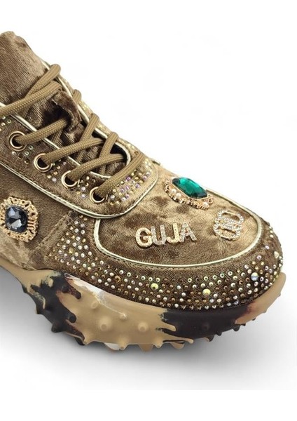 351-3 Günlük Taşlı Bayan Spor Ayakkabı-Bej fırsatları