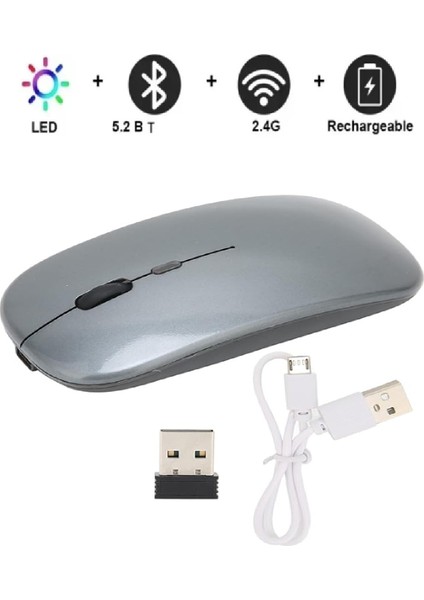 Kablosuz Şarjlı Mouse Bluetooth ve 2.4ghz- Rgb Işıklı - Sessiz Tıklama