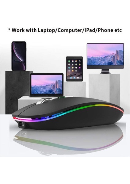 Kablosuz Şarjlı Mouse Bluetooth ve 2.4ghz- Rgb Işıklı - Sessiz Tıklama fırsatları
