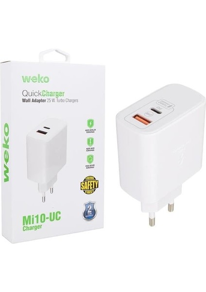 WK-21446 S11-UC 25 Watt 3.0 Amper Type-C + USB Telefon Şarj Başlık Adaptörü