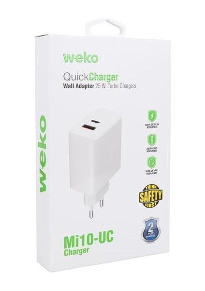 WK-21446 S11-UC 25 Watt 3.0 Amper Type-C + USB Telefon Şarj Başlık Adaptörü modelleri