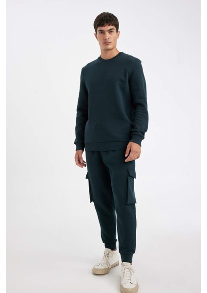 Regular Fit Jogger Eşofman Altı Kargo Cepli Basic Düz Beli Bağcıklı Lastikli Paça Y5533AZ24AU