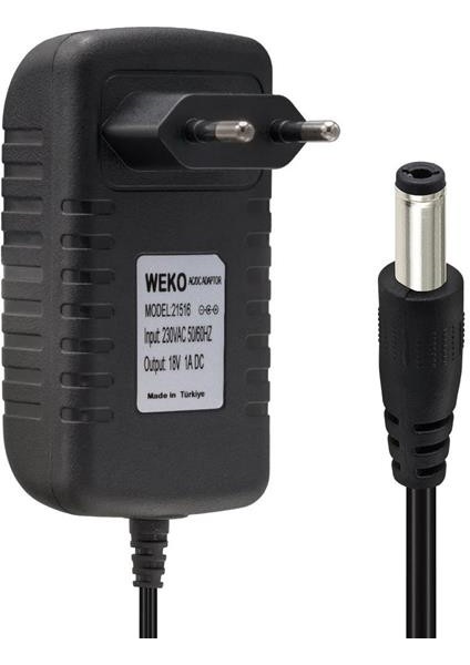 18 Volt 1 Amper Priz Tip 5.5x2.5 Uç Adaptör