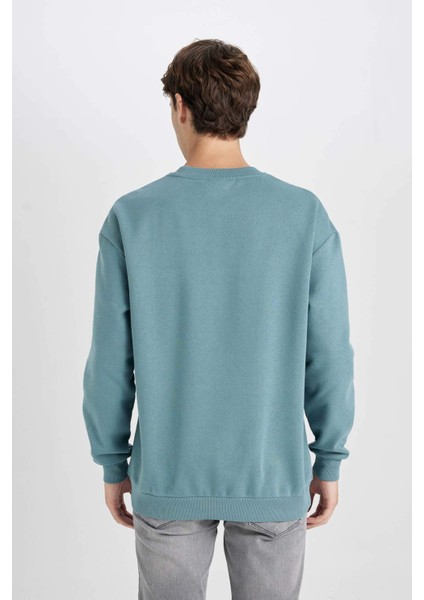 Boxy Fit Bisiklet Yaka Baskılı Sweatshirt V5306AZ24AU