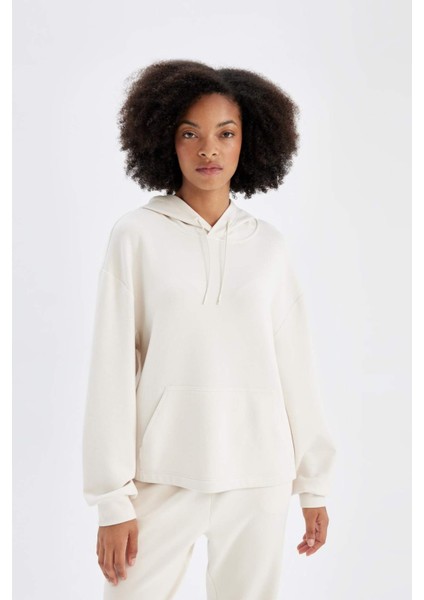 Fit Oversize Geniş Kalıp Premium Kapüşonlu Kanguru Cepli Sporcu Sweatshirt B5206AX24AU