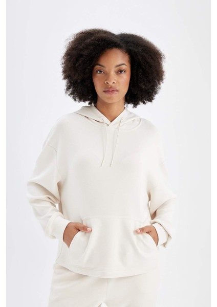 Fit Oversize Geniş Kalıp Premium Kapüşonlu Kanguru Cepli Sporcu Sweatshirt B5206AX24AU